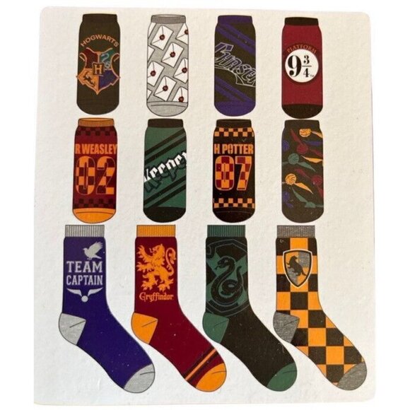 Harry Potter 12 Days Of Socks Crew & Low Cut Socks Shoe Size 4-10 - Picture 1 of 11
